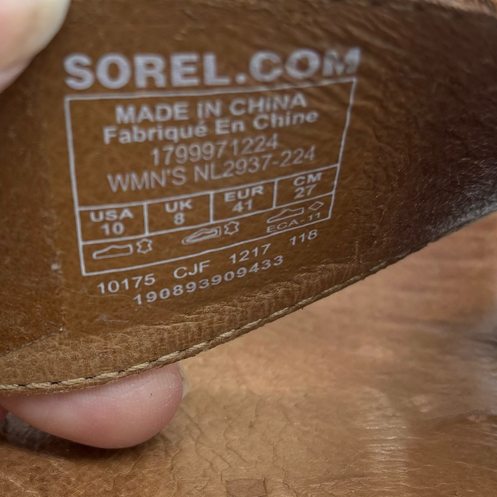 Sorel Women's Torpeda Slide Flat Sandal Size 10 Brown/White Leather NL2937-224 - Picture 7 of 8